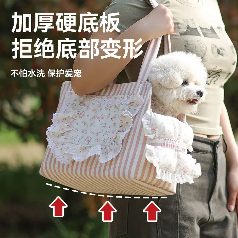 Bolsa de transporte bandolera rayas para gatos y perros pequeños - imagen 3