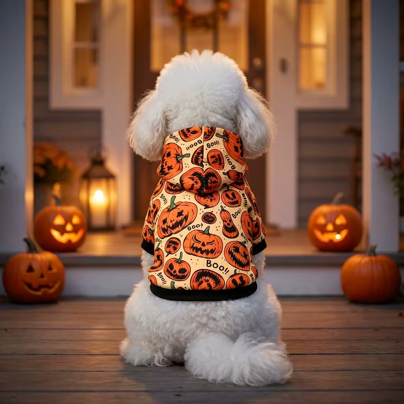 Disfraz calabaza Halloween sudadera iluminada para perros gatos - imagen 2
