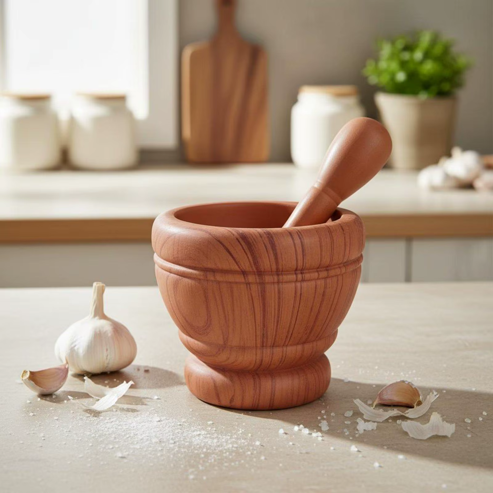 Prensa de Ajo y Mortero Manual – Set de Cocina Casera - imagen 4