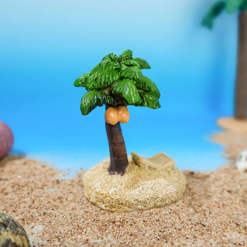 Adorno artificial de árbol de coco para pecera