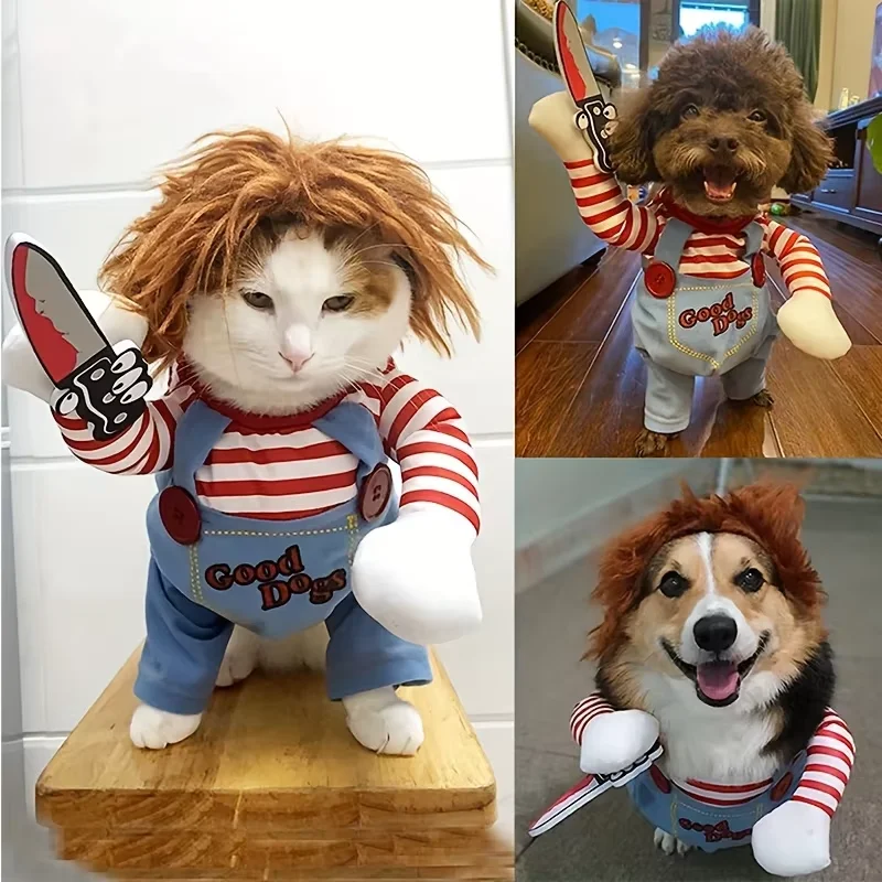 Disfraz Chucky para Perro – Peluca de Halloween para Perros Medianos - imagen 5