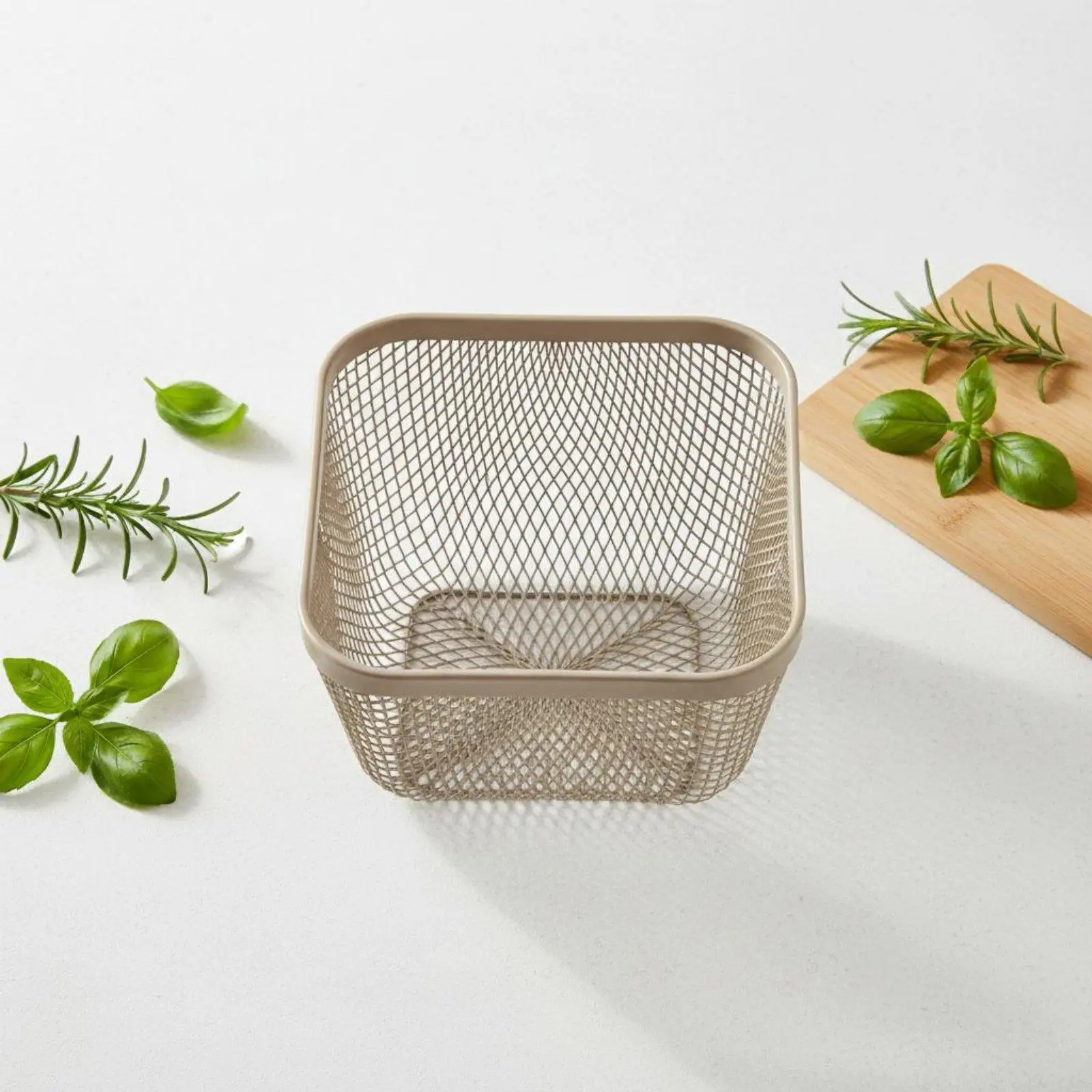 Cesta Almacenamiento Malla Metálica Ventilada, Contenedor Hueco para Cocina y Baño - imagen 2