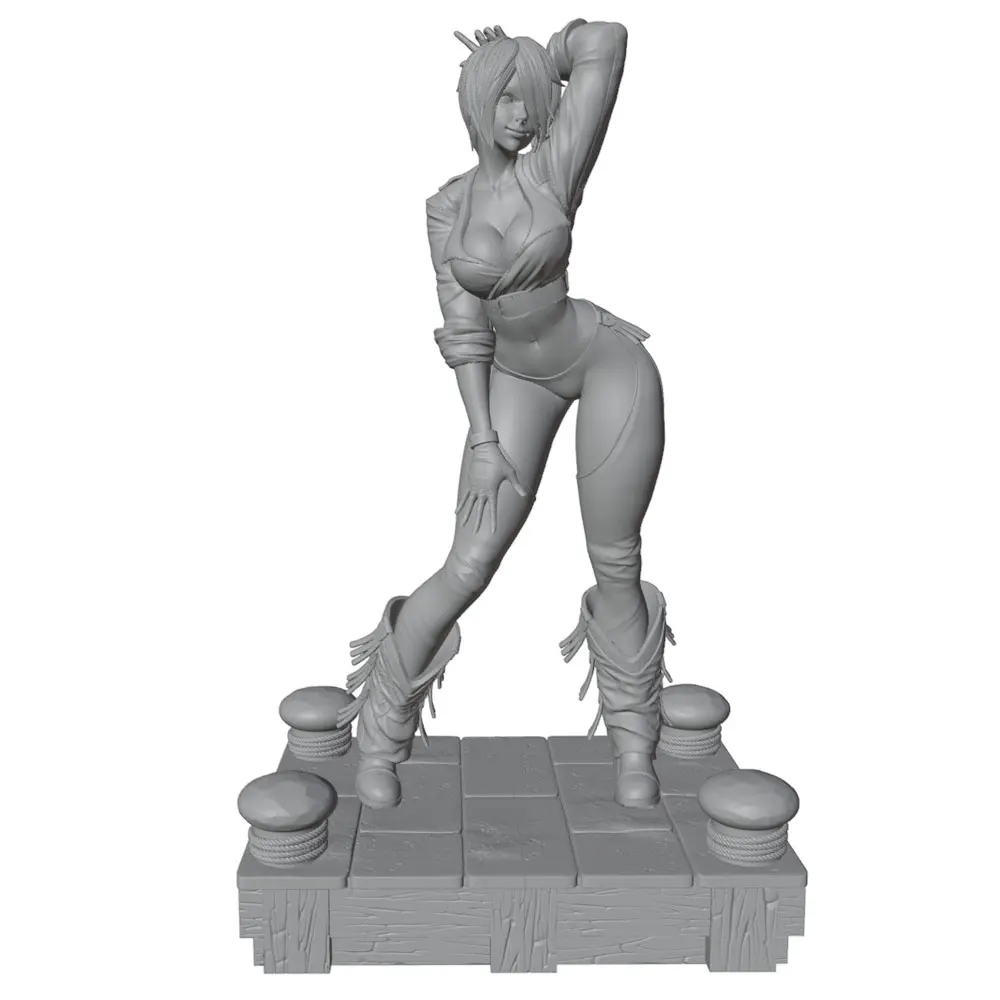 Vista frontal de la figura sin pintar