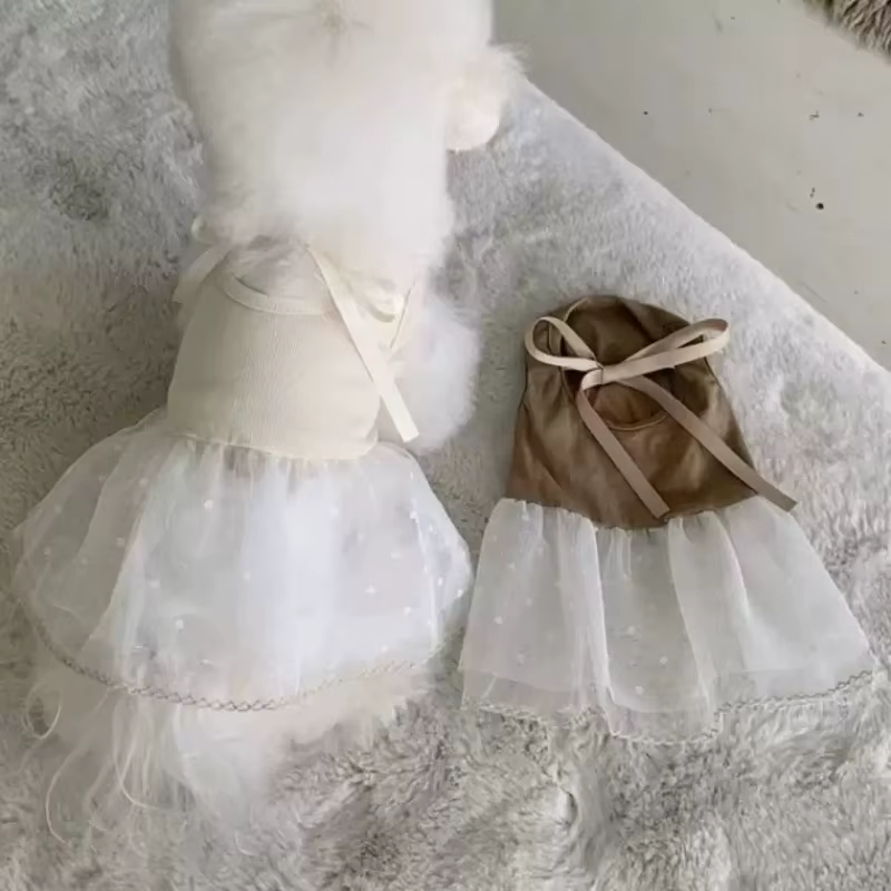 Vestido tutú de tul con lunares para perros pequeños y gatos - imagen 2