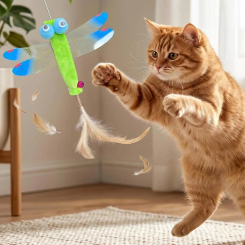 Juguete interactivo pluma plata para gatos – Simulador insectos - imagen 4