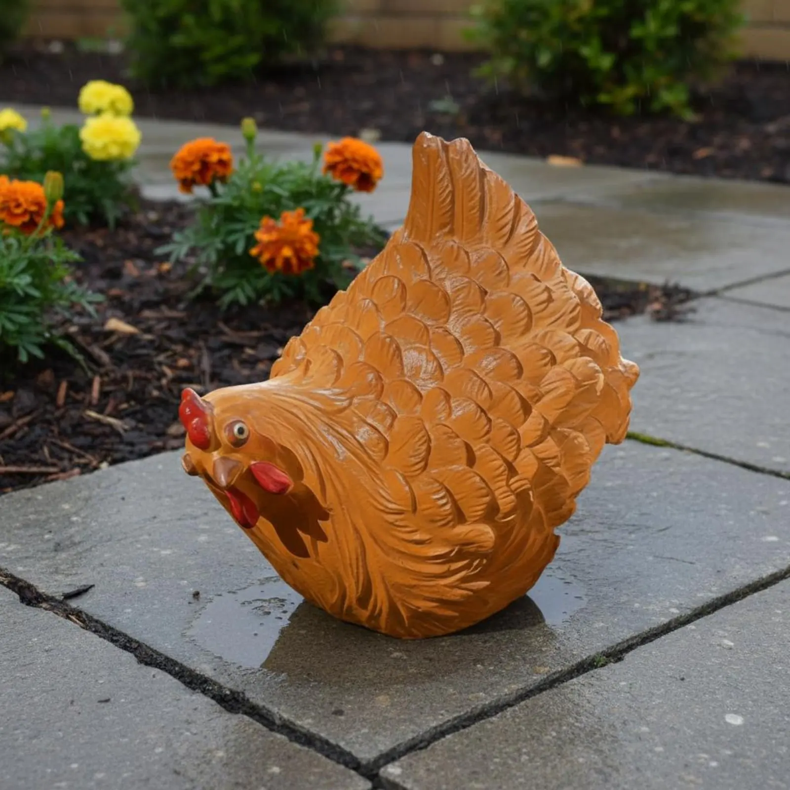 Escultura de gallo rústica pintada a mano para jardín, intemperie - imagen 5