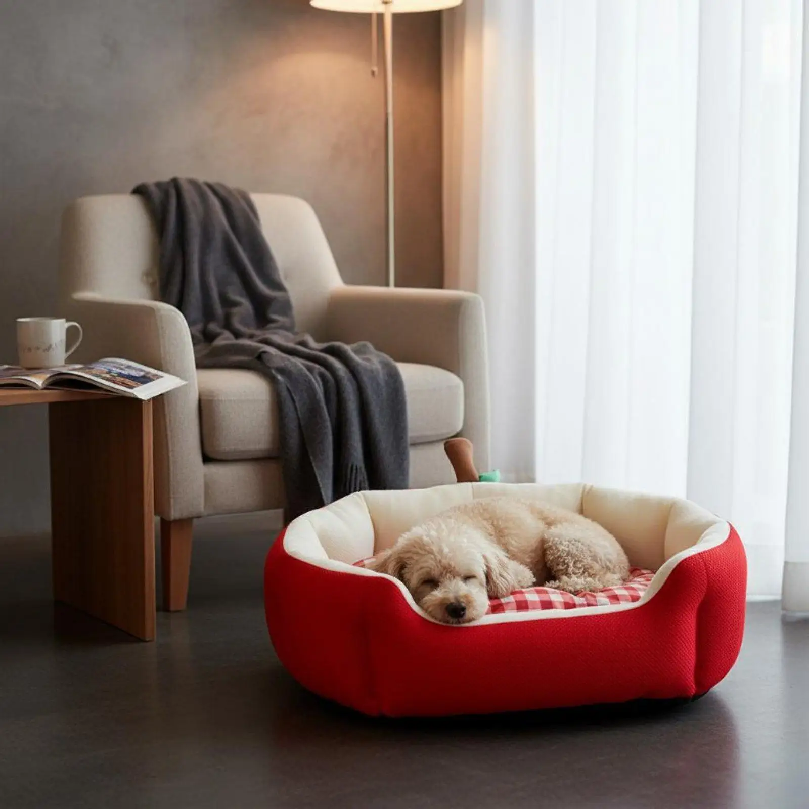 Cama transpirable forma fruta para gatos y perros pequeños