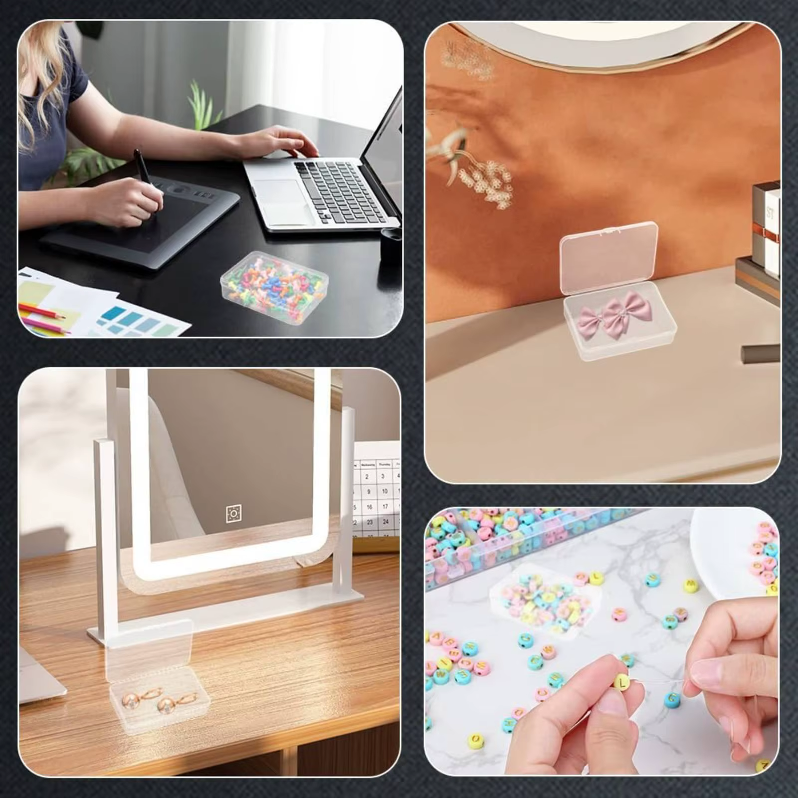 Caja organizadora transparente con tapa para tarjetas y joyas - imagen 5