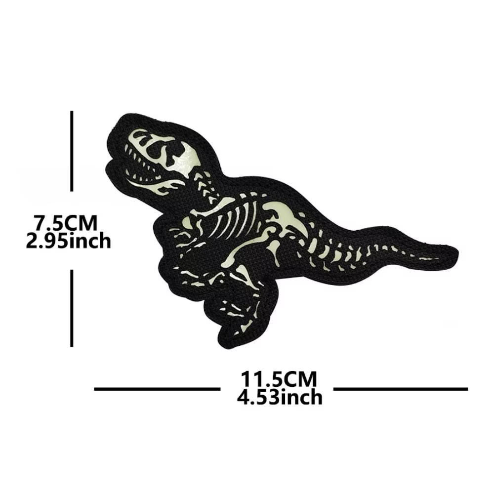 Parche táctico T-Rex que brilla en la oscuridad para perro