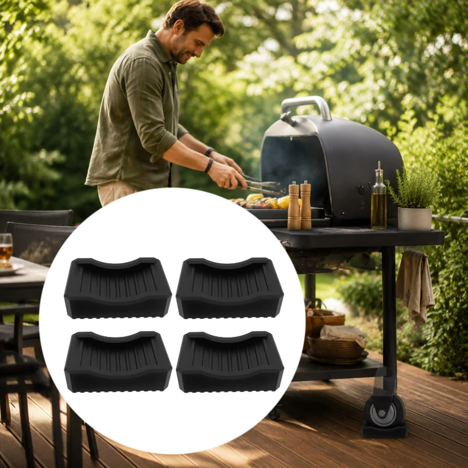 Almohadillas niveladoras universales de goma para parrilla