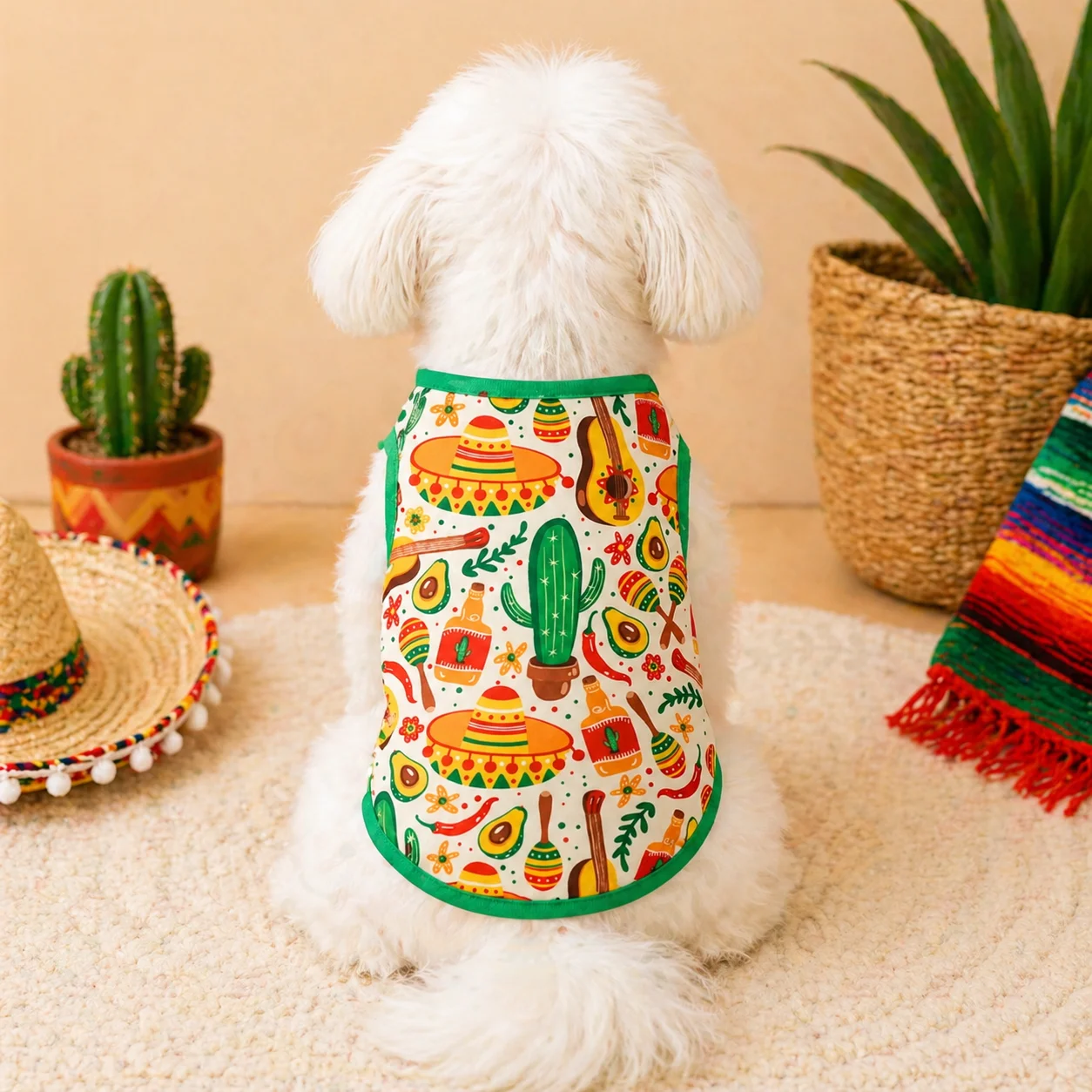 Camiseta sin mangas para perro, estilo fiesta mexicana transpirable – Ropa con estampado - imagen 3