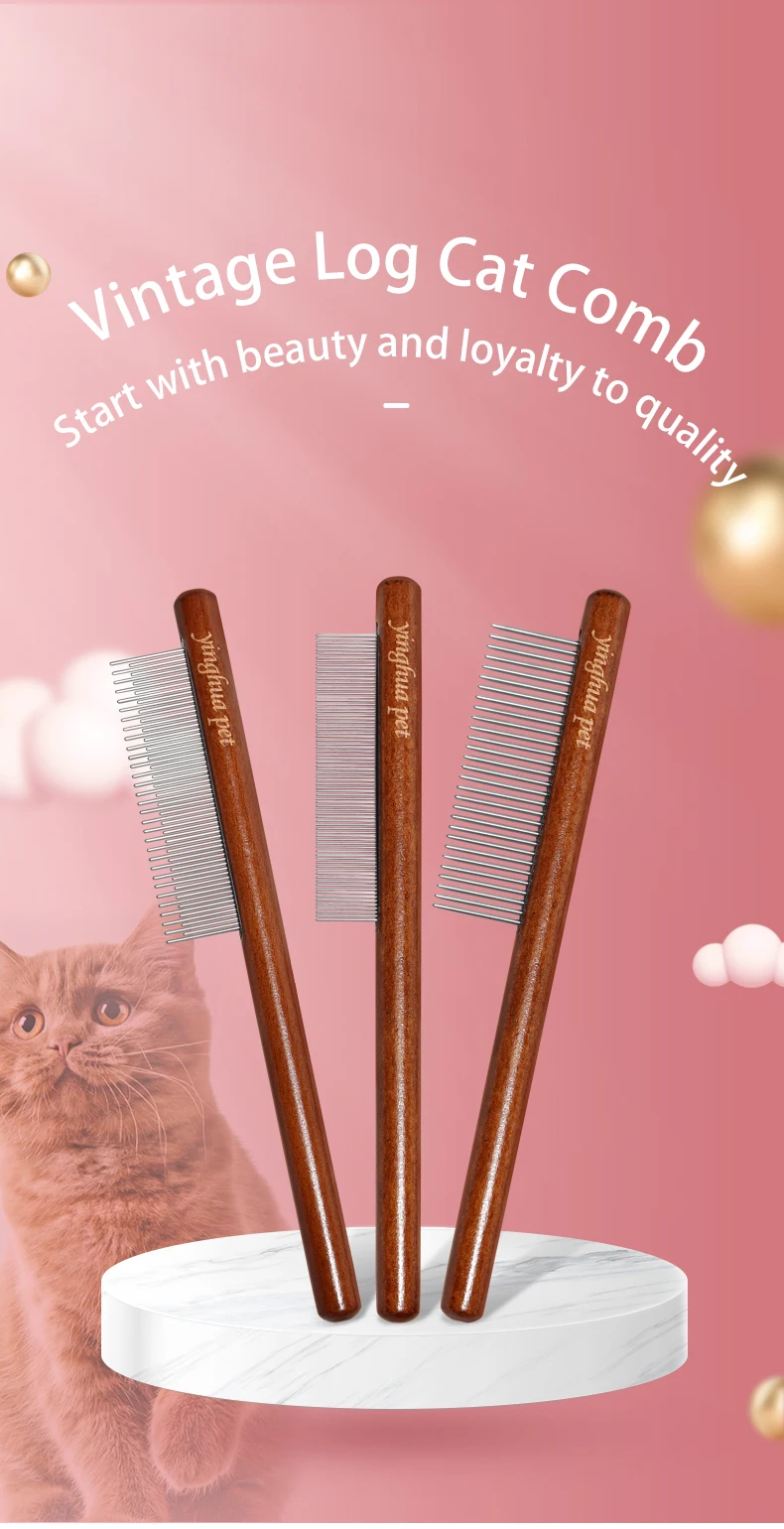 Cepillo de peine para gatos de pelo largo mostrando su diseño de dientes separados