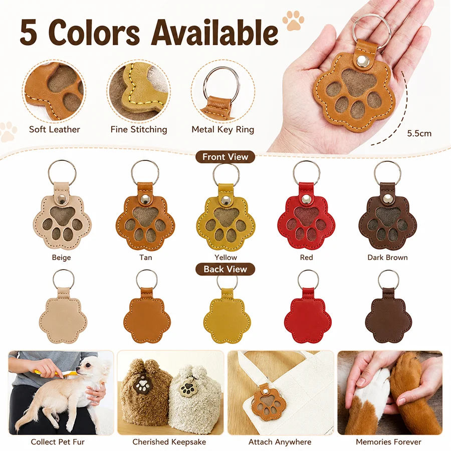 Llavero recuerdo para recoger pelo de gato y perro, rellenable