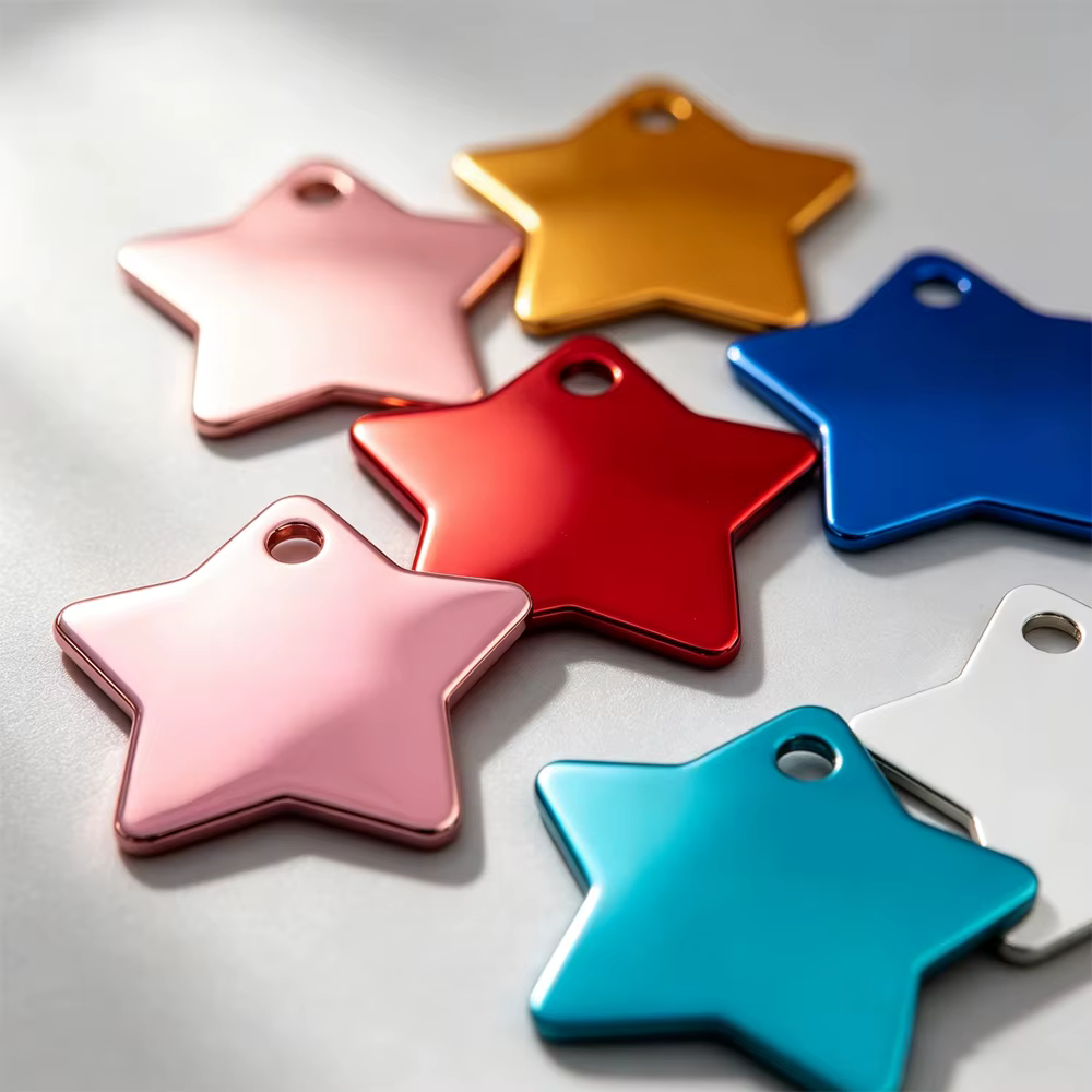 Etiquetas de estrella para mascotas en aluminio anodizado