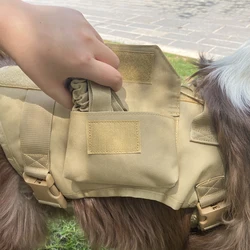 Arnés ajustable táctico para perros y gatos, con asa y bolsa
