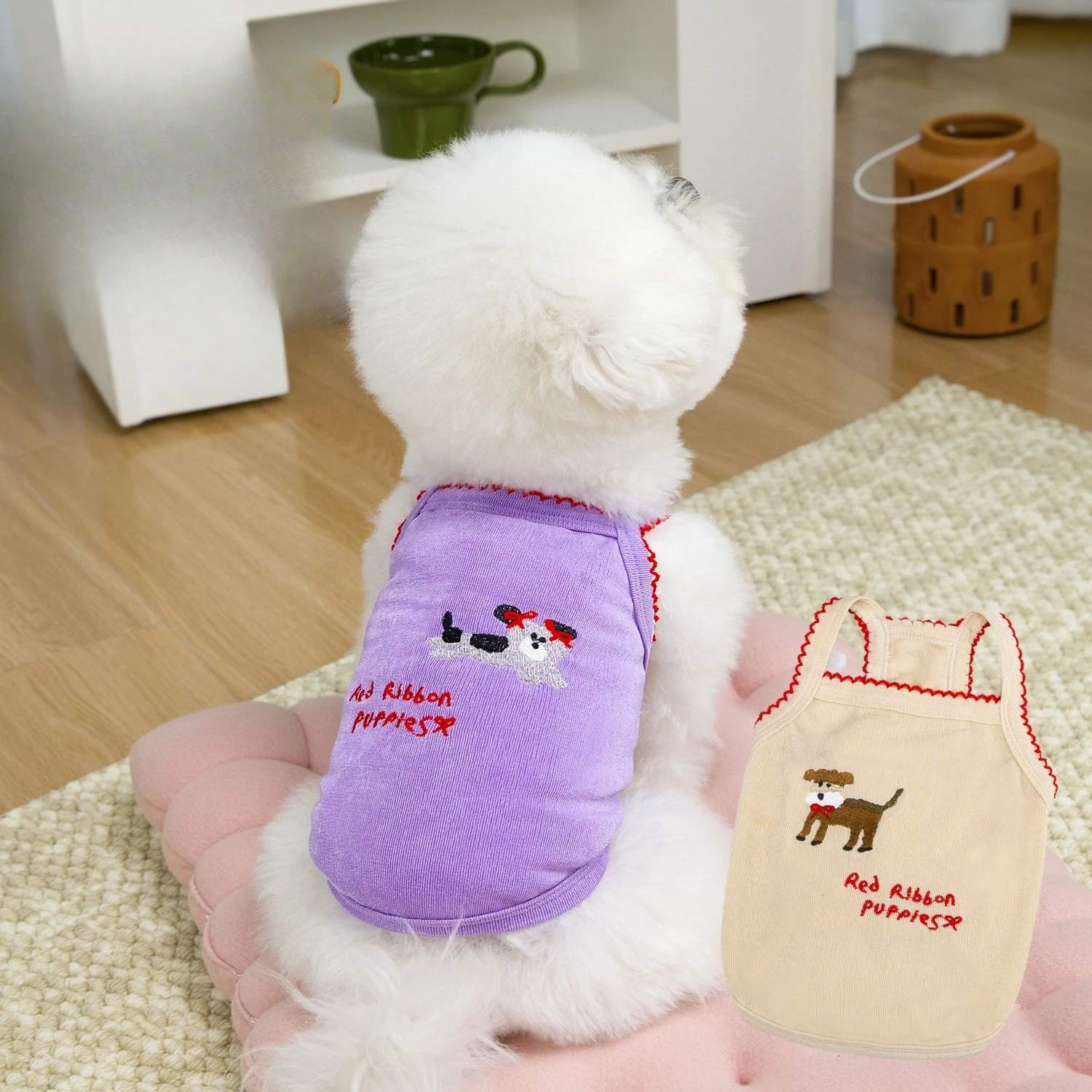 Camiseta de verano para mascotas de tirantes con dibujos
