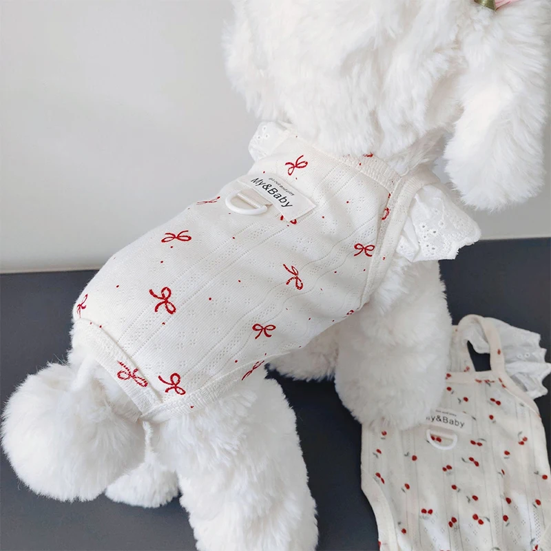 Chaleco blanco con estampado floral para perros pequeños y medianos