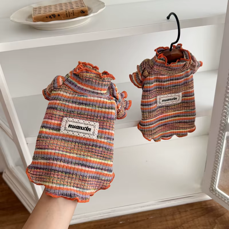 Camiseta Cuello Alto a Rayas para Perros Pequeños – Prenda de Invierno - imagen 3