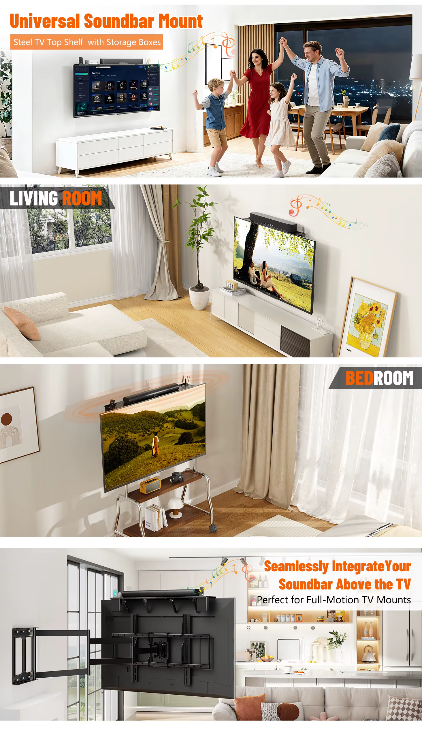 Soporte superior beishi sobre TV, con diseño hueco para organizar dispositivos