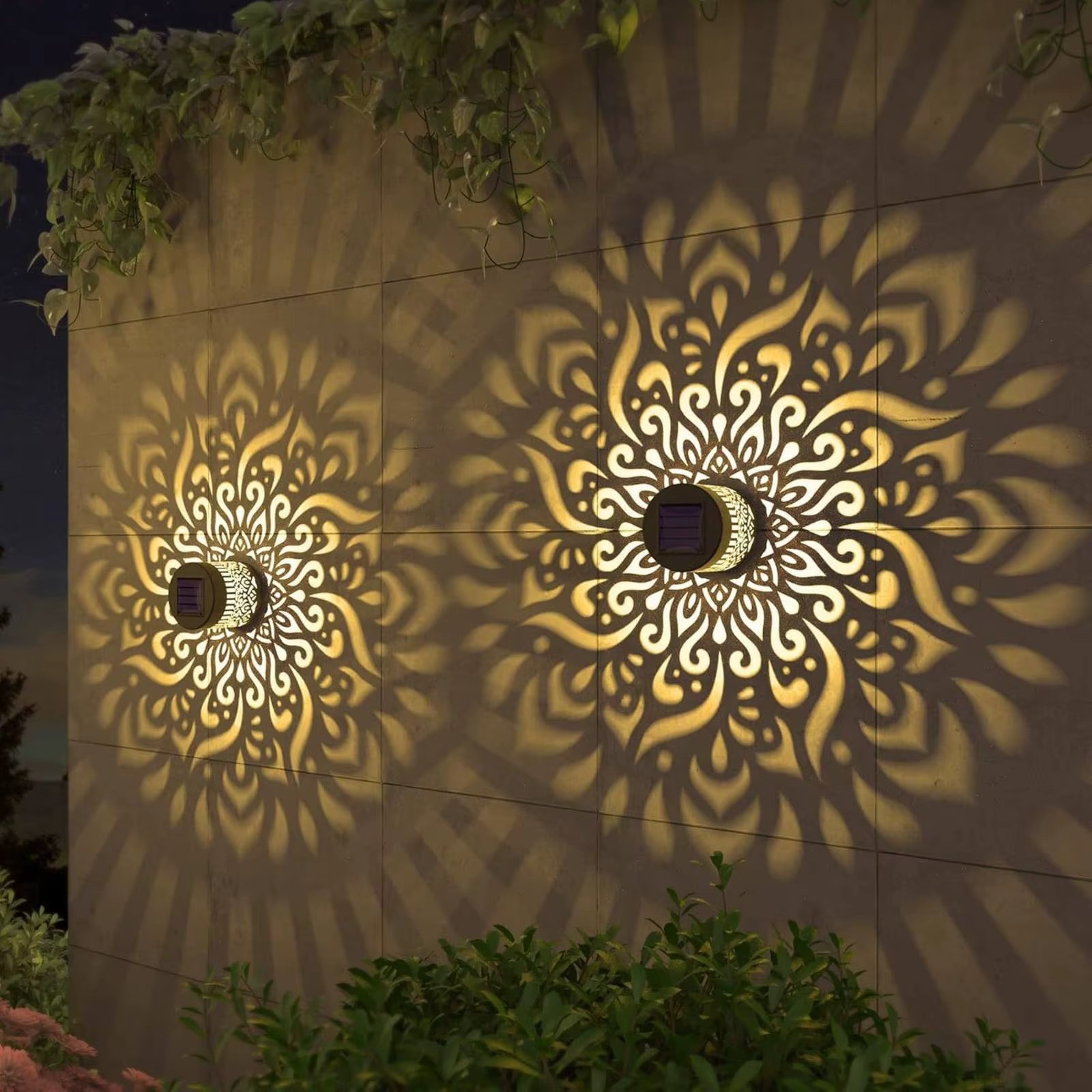 Lámpara solar mandala impermeable para pared, jardín y patio - imagen 2