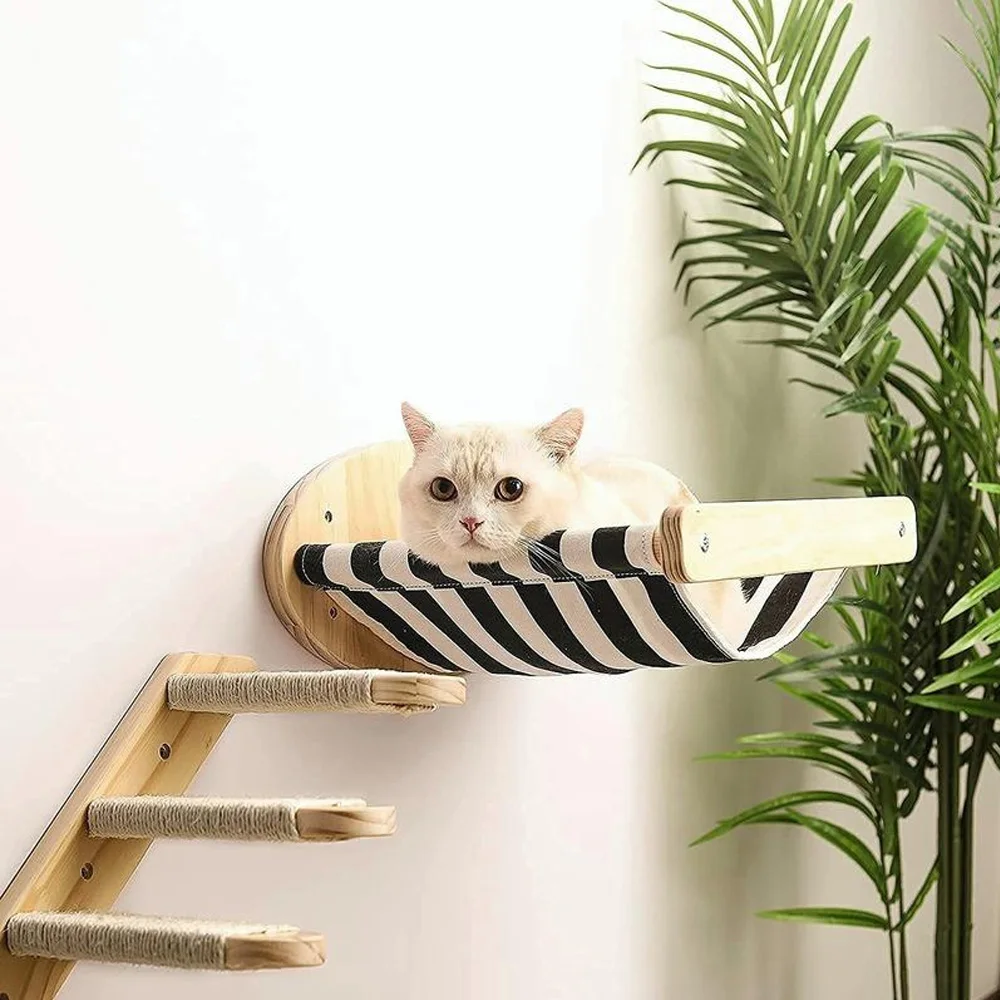 Hamaca de pared para gatos – Escalones y rascador de sisal