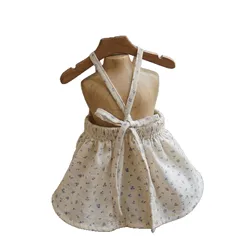 Vestido de verano para perros pequeños con falda floral y tirantes
