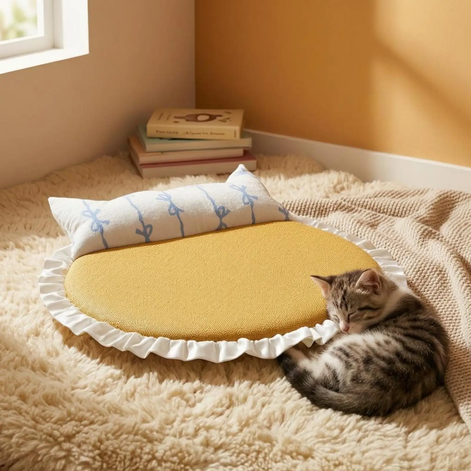 Cama Refrescante para Gatos – Almohada Redonda Tejida de Verano - imagen 2