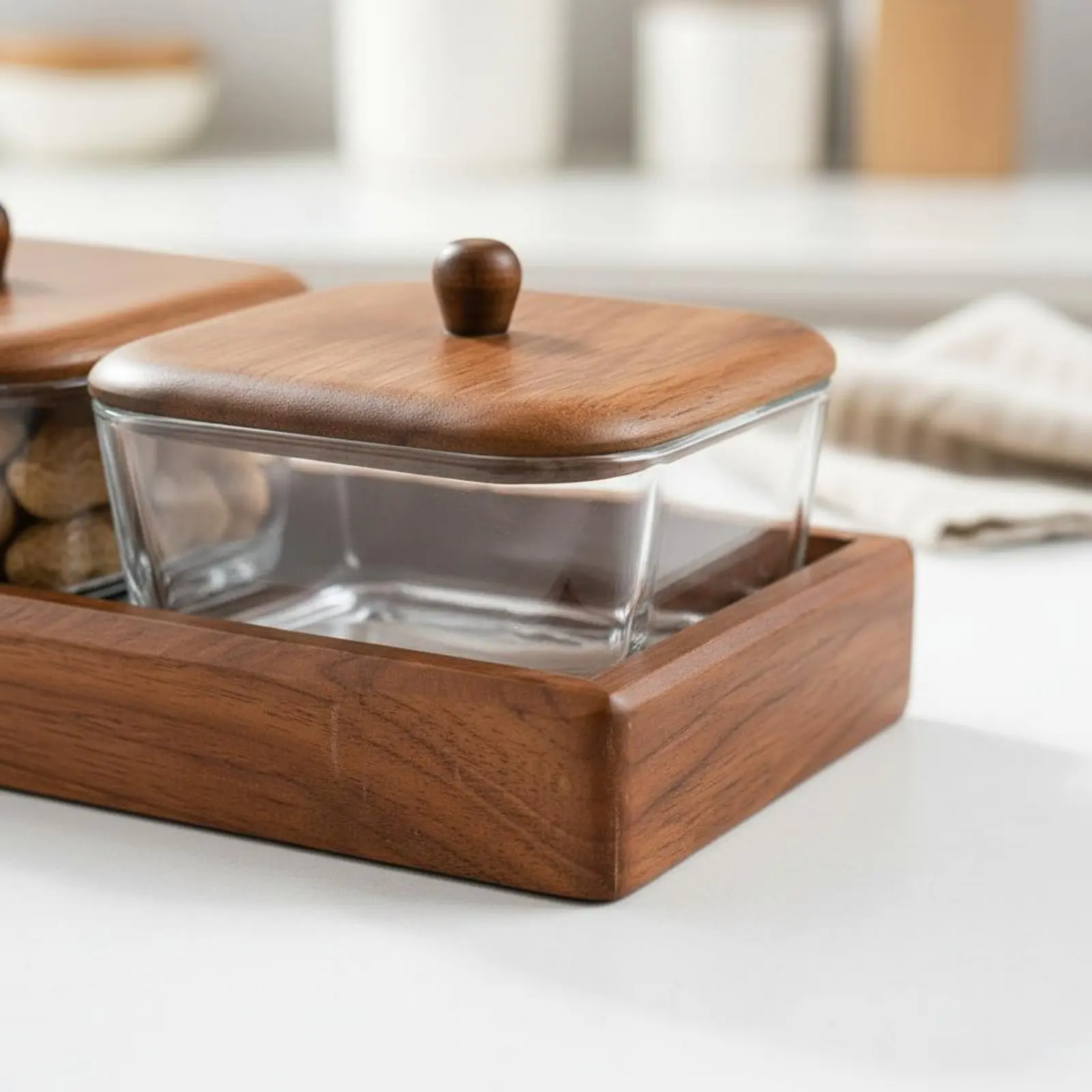 Juego de platos para aperitivos con bandeja de madera para gato y perro