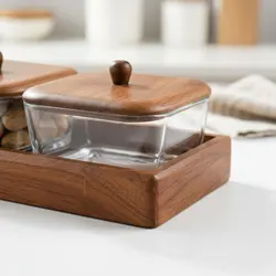 Juego de platos para aperitivos con bandeja de madera para gato y perro