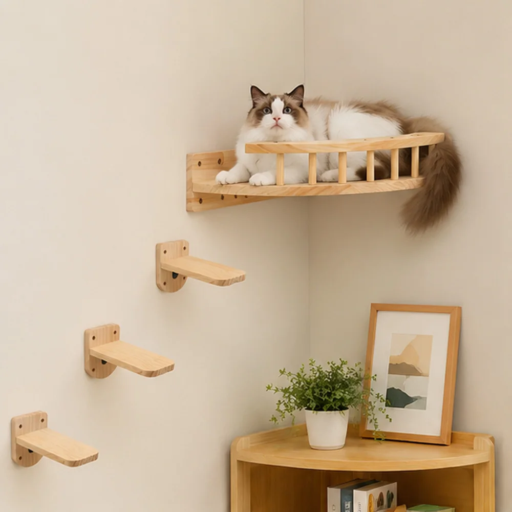 Estantes pared gato plataforma esquina y salto para trepar dormir - imagen 4