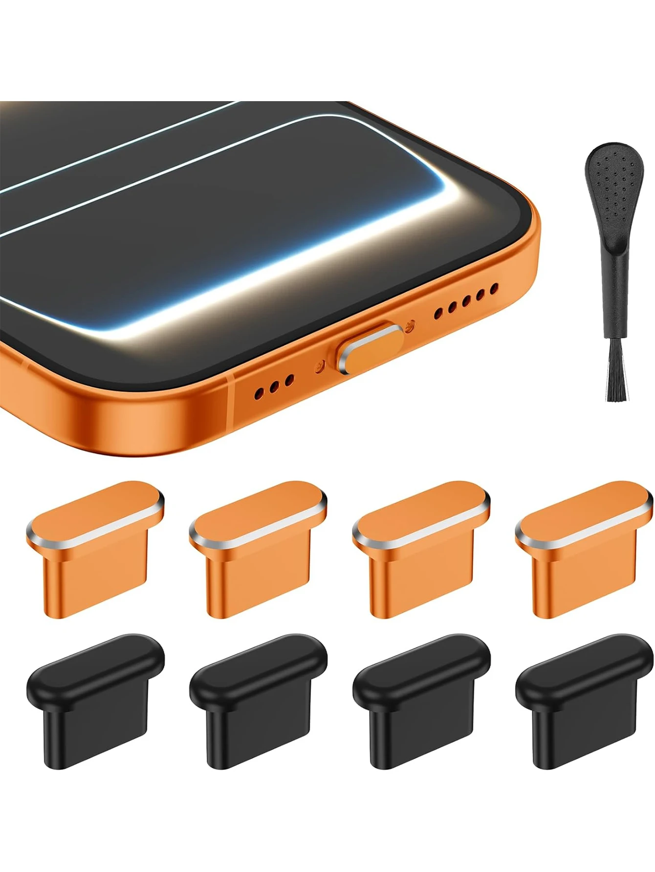 Tapones antipolvo USB-C de aluminio y silicona para iPhone y Galaxy - imagen 3