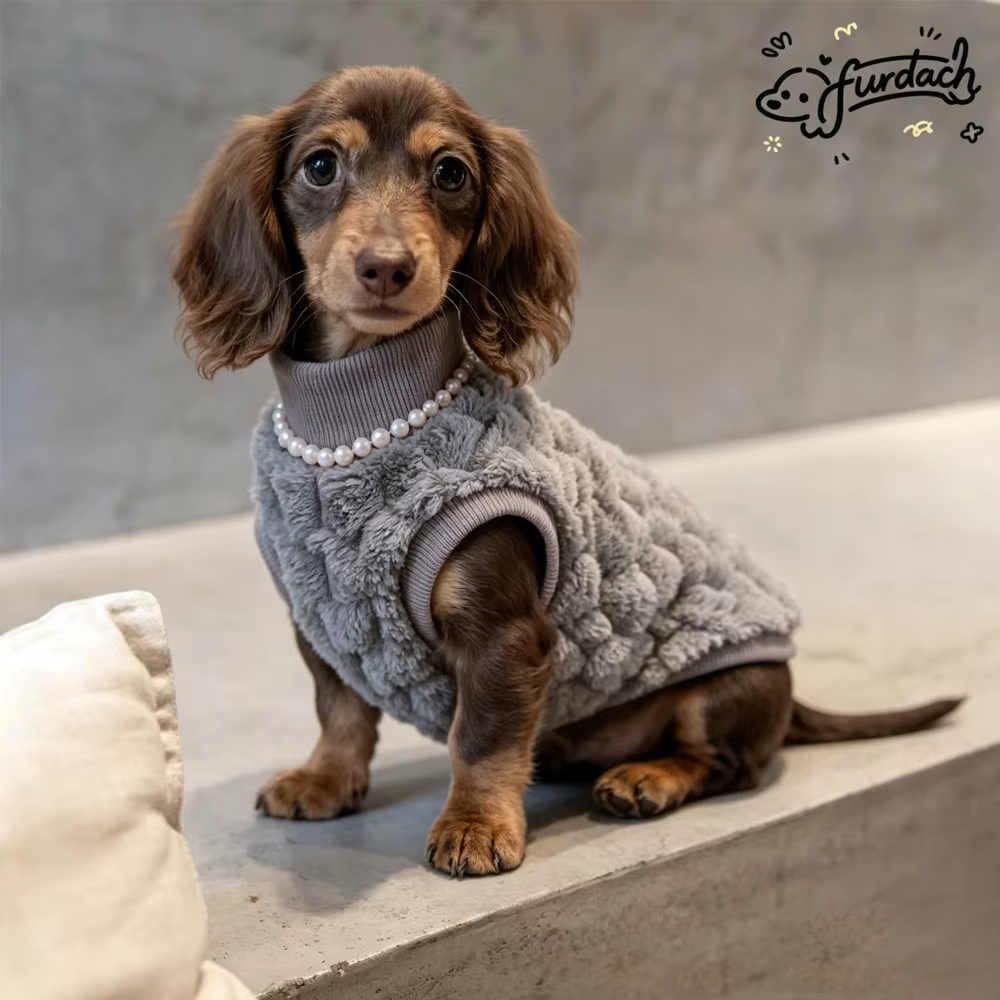 Chaleco polar gris para perro salchicha – Abrigo cálido