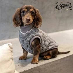 Chaleco polar gris para perro salchicha – Abrigo cálido