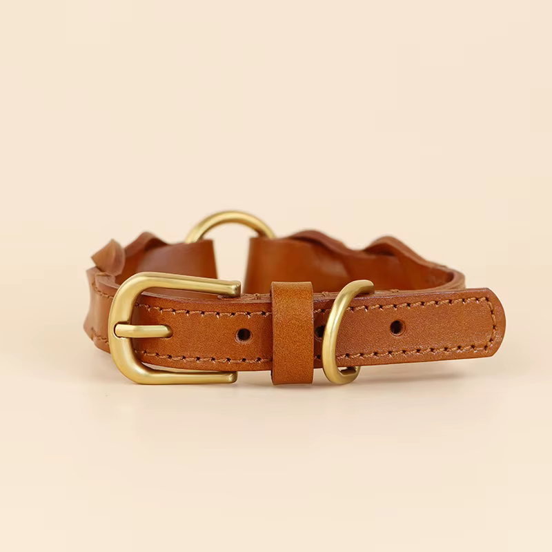 Collar de cuero trenzado para perros – Artesanal antitirones - imagen 4