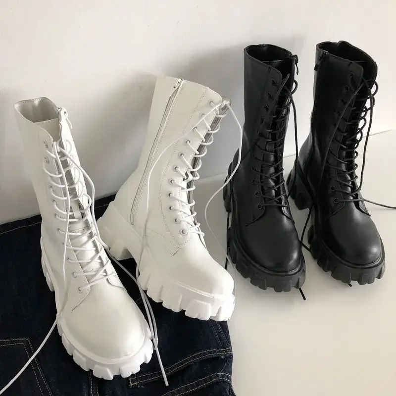 Botas de Plataforma con Cordones y Cremallera para Mujer – Estilo Casual - imagen 3