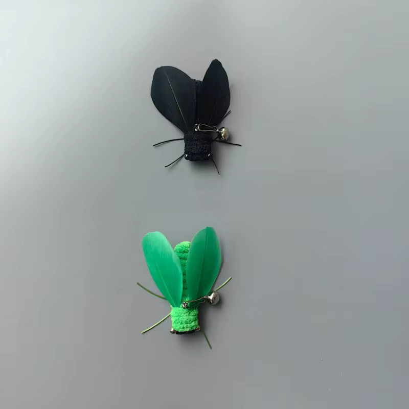 Juguete para gatos varita insectos artificiales con alas de plumas - imagen 2