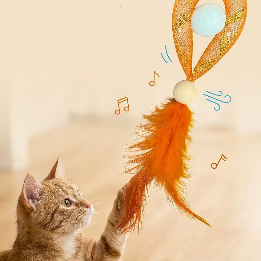 Juguete pez con plumas y campana para gatos – Interactivo y afila garras - imagen 4