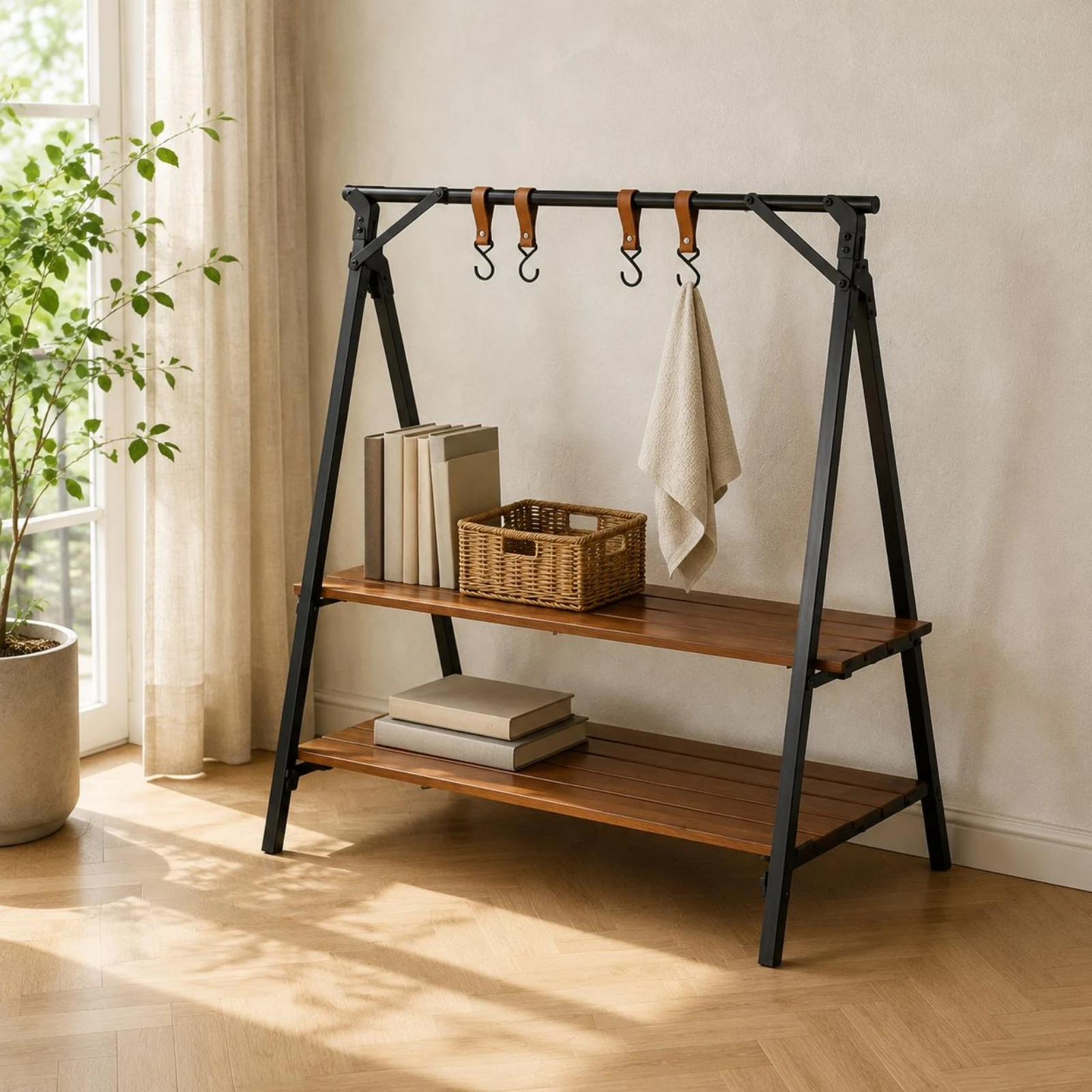 Estantería plegable de madera para camping con gatos y perros - imagen 5