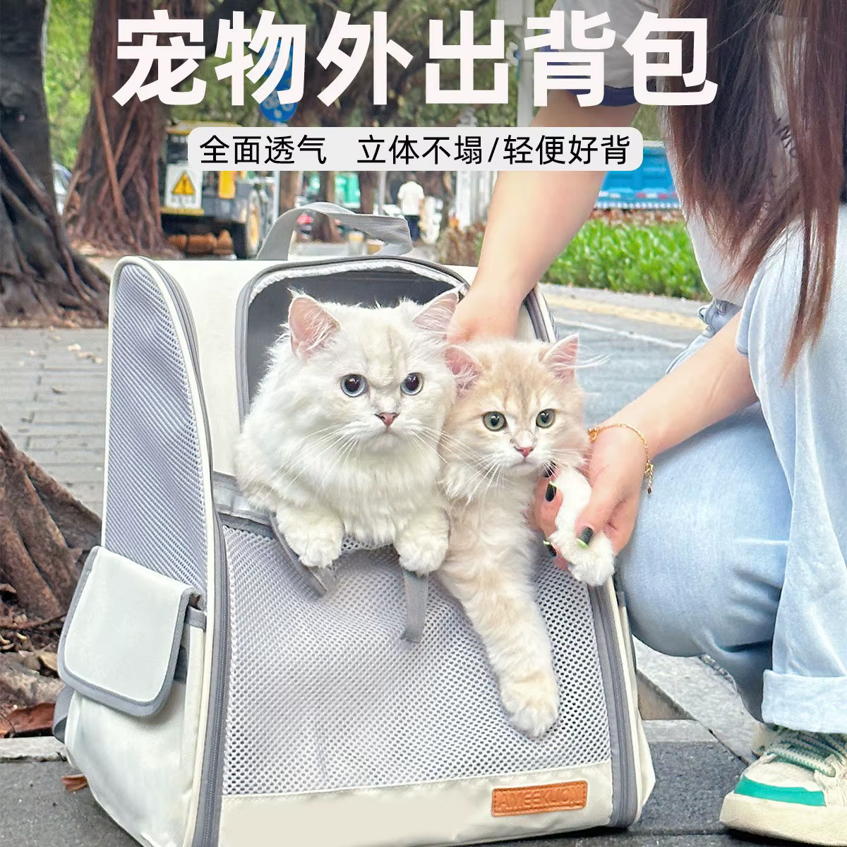 Bolsa de transporte plegable para gatos y perros, mochila transpirable - imagen 3