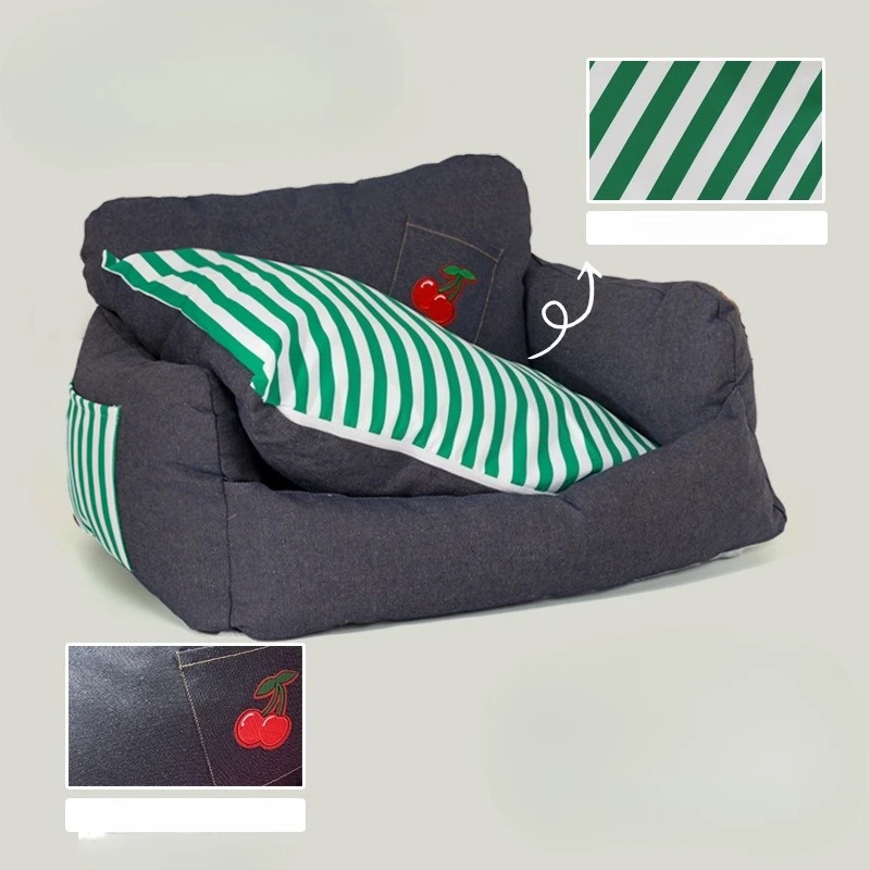 Cama sofá rayas para perros pequeños y gatos - imagen 5
