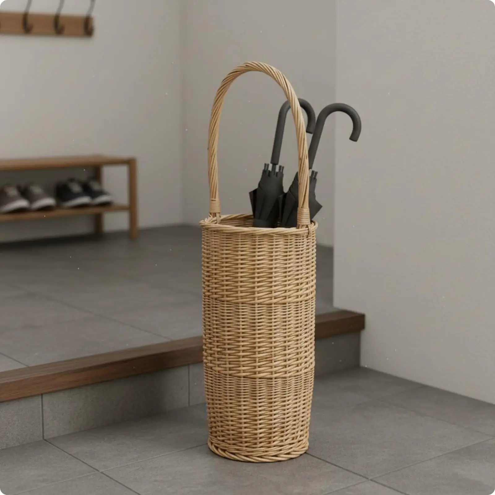 Soporte mimbre para sombrilla exterior – Base cónica con asa arqueada - imagen 5