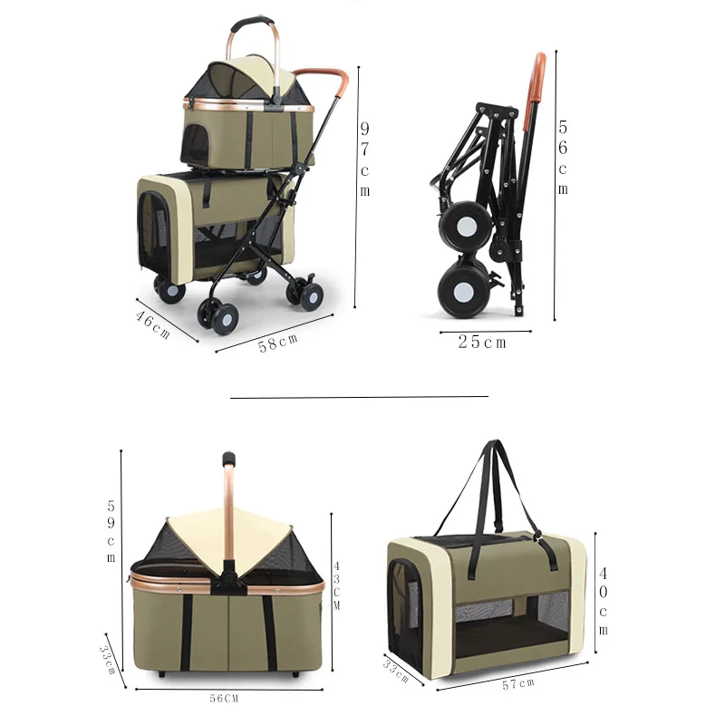 Carrito para mascotas doble nivel superior e inferior, gato y perro - imagen 5