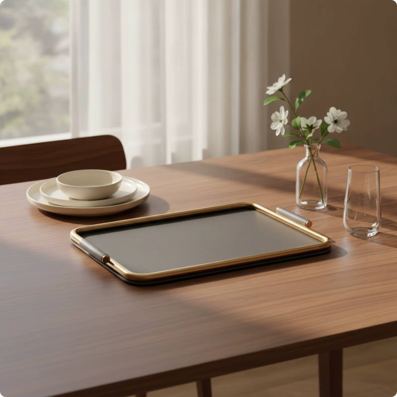 Bandeja de cuero con asas para gatos y perros – organizador de mesa - imagen 2