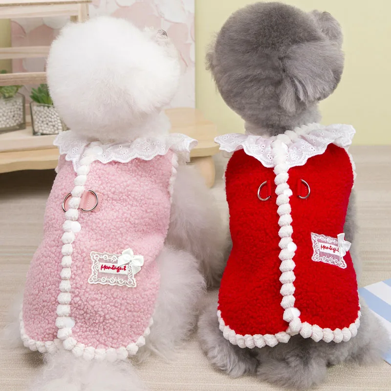 Chaleco ABQP para perros rosa y rojo