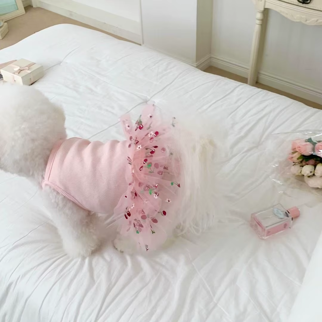 Vestido tutú rosa de verano para perros Shih Tzu y pequeños - imagen 2