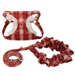 Arnés y correa algodón cuadros – Ligero para perro pequeño/mediano