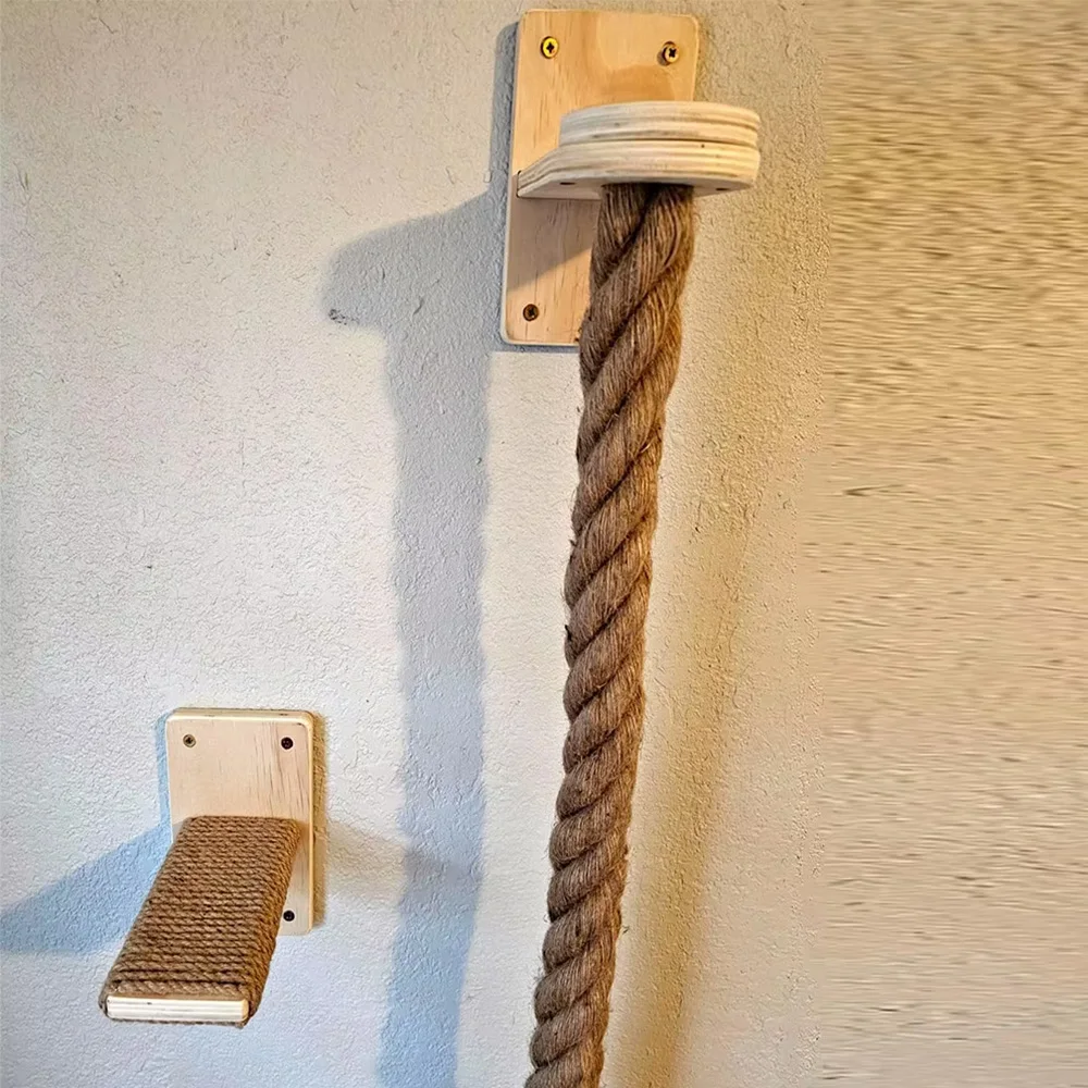 Rascador de Pared para Gatos – Estante de Madera con Sisal y Juguete - imagen 4