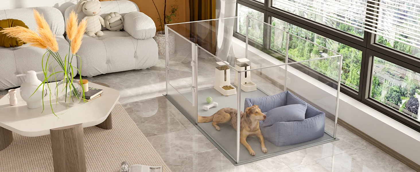 Corral de acrílico transparente para perros
