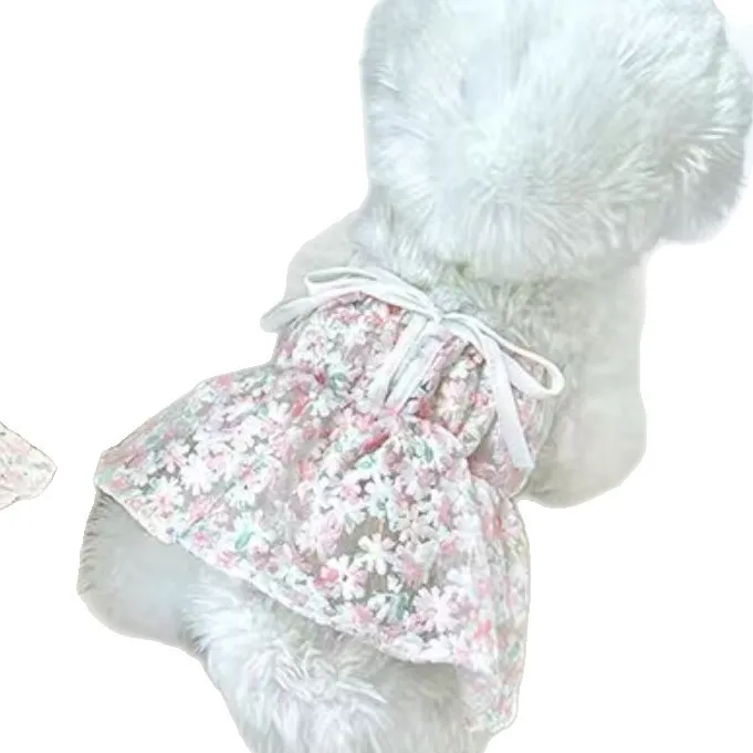 Ropa para perros pequeños: vestido floral con chaleco a cuadros - imagen 2