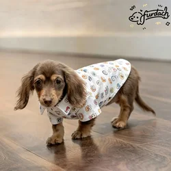 Camiseta algodón con botones para perro Dachshund con mangas, primavera